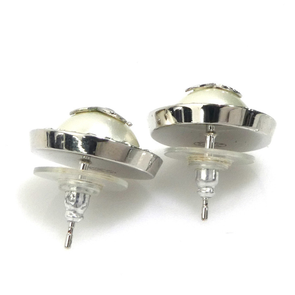 CHANEL Authentic White Pearl Logo Earrings - Picture 4 of 5